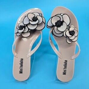 Melissa Mini Helisha Pink Floral Jelly Flip Flop Sandals Size 6 Made in Brazil